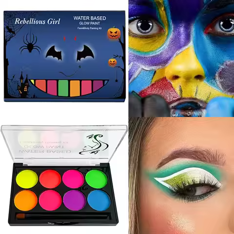 Water-Based Body & Face Painting,Vibrant Colors Non-Toxic Face Painting Makeup UV Luminou 8-Color fa