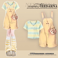 Dopamine Collection - Striped Top & Overalls Cute Two-Piece Outfit