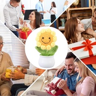 Ffggg Crochet Sunflower  Hand Woven Inspirational Unique Knitted in Pot for Office Desk