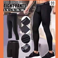 (S - 3XL) ProCombat Tight Pants Men leggings Gym Hiking Running Football Quick-Drying Sport Pants Se