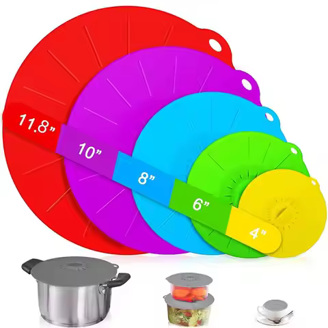 5 Packs Silicone Lids Heat Resistant Microwave Cover for Food Silicone Stretch Lids and Food Covers 