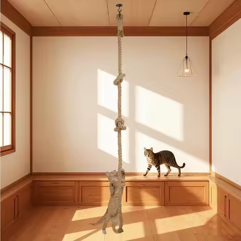 Cat Climbing Shelf Cat Climbing Rope 3m Jute Rope Ceiling-Mounted Climbing Rope for Cats Kickers Cli