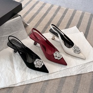 HM7 FLOWER STONE pointed toe high heels made of silk with 7cm high heels for girls going out to part