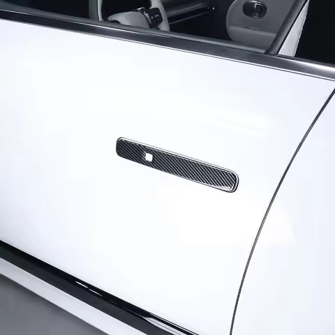 For Hyundai IONIQ 9 Accessories Exterior Carbon Fiber Bright Black Style Outer Door Handle Cover Tri