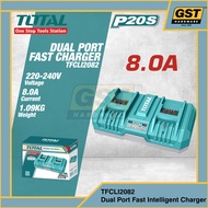 Total TFCLI2082 P20S Dual Port 8.0A Fast Battery Charger (4A+4A Dual Active Charging) For 20V Li-ion