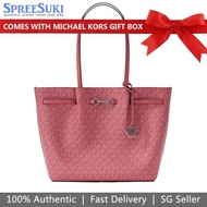 Michael Kors Handbag In Gift Box Carson Large Signature Logo Tote Bag Hibiscus Pink # 35R6S2ZT9V