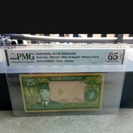 uang kuno 25 rupiah soekarno thn 1960 PMG 65EPQ