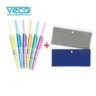 Pilot Frixion Light Highlighters Erasable (assorted color) 6pcs & 2 free Veco plastic envelope w/col