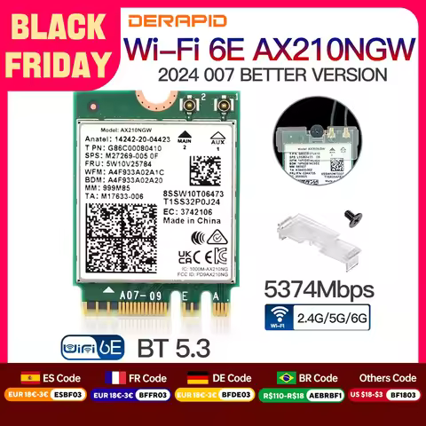 Dual Band AX210 Bluetooth 5.3 Wireless AX210NGW 2.4Gbps 802.11AX Wireless Wi-Fi 6 AX200 For Intel AX