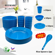ECOWARE 30pcs Kenduri Set/ Party Set 30pcs/ Plastic Plates Cups Bowls Set/ High Quality Food Grade f