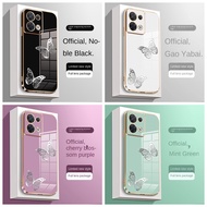 case Vivo Y17S V29 5G S17 Pro Y78 5G Y27 4G Y35+ Y36 4G Y36 5G Straight edge electroplating butterfly leaf mobile phone case