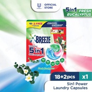 Breeze 5in1 Power Laundry Capsule Fresh Eucalyptus 18+2 Free