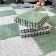 10pcs Plush Puzzle Foam Floor Mat, Soft Fluffy Interlocking Square Foam Tiles Area Rugs Carpet For P