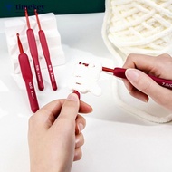 TIMEKEY Aluminum Alloy Crochet Needle Ergonomic Knitting Tool Red Crochet Hooks Frosted Silicone Han
