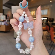 Phone Charm Pink Bow Phone Chain Beads Phone Case Camera Lanyard