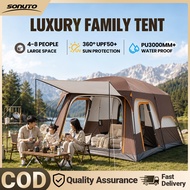 Sonuto Glamping Tent 2 Bedroom 5-8 Person Khemah Keluarga Besar Tahan Lasak