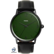 Fossil LE1065 Quartz The Archival Series Mood Three-Hand Green Dial Stainless Steel Case Black Leather Men's Watch