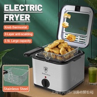 ElectricHousehold Deep Fryer With Stainless Steel Basket 2.5L Mechanical Oil Fryer Temperature Knob Fried Fryer Q8TI