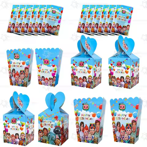 Cocomelon Gift Bags Candy Box Popcorn Box Goodie Bags Loot Bag Birthday Party Favor Supplies Wedding
