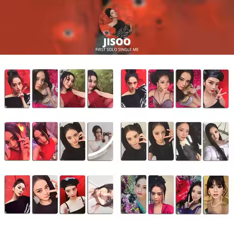 KPOP Kim JISOO FIRST SINGLE ALBUM ME Photocards Flower Red Black Ver. Selfie LOMO Cards Paper Cards 
