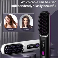 Easy Smooth Fluffy Hairstyle LCD Wireless Ceramic Heating Hair Straightening Comb 10 seconds Heat 3 