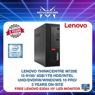 LENOVO THINKCENTRE M720E 11BDS02K00/R00 DESKTOP PC (I3-9100/I5-9400, 4GB, 1TB HDD, INTEL UHD,WINDOWS