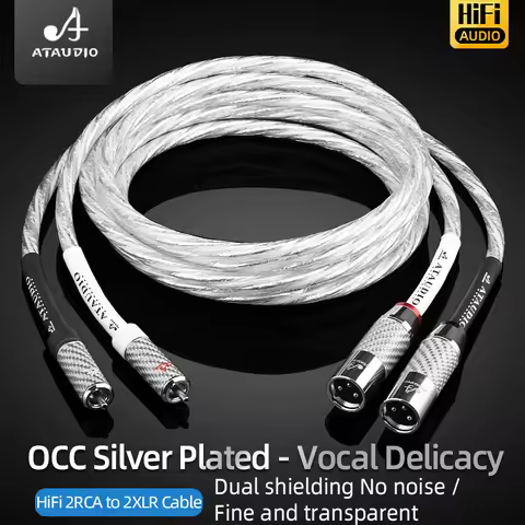 One Pair HiFi 2RCA to 2XLR Audio Cable 6N OCC Silver Plated 3Pin XLR Female to RCA Male Cable For Sp