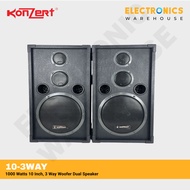 Konzert D-10 3-Way Speaker,1000W,10-Inch 3 Way Woofer Dual Speaker (Pair Speaker)