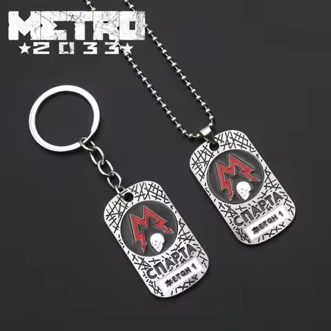 Game Metro Exodus 2033 Keychain Classic Spartan Rangers Dog Tag Skull Metal Pendant Keyring For Men
