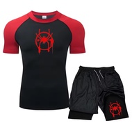 MMA Jiu Jitsu Bjj T-Shirt+Shorts Men's Leggings Boxing Sportswear Gym Fitness Running Jogging Traini