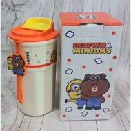 Brown & Minions Glass Authentic Licensed Water Bottle And Minion Pattern 7-Eleven Exchange Products 