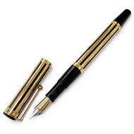 品相極佳 □ WATERMAN Le Man 200 日夜鋼筆，18K 金筆尖（F），條紋圖案，金色和黑色飾面，法國製造，男士款。