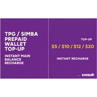 TPG / Simba Prepaid Wallet Top‑Up – Instant $5, $10, $12 & $20 Main Balance Recharge
