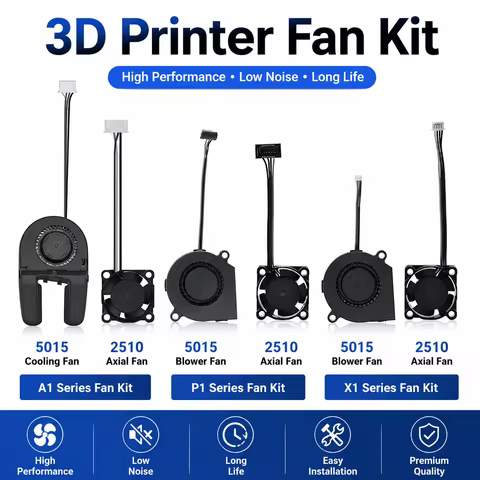 5015 Cooling Fan for Lab A1 A1mini Hotend Fan with Cable Rapid Cooler Fan 2510 Axial Fan Kit for X1 