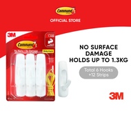 3M™ Command™ Medium Utility Hooks, 17001, No Surface Damage, Holds up to 1.3Kg, 6 pcs/pack, For general purpose