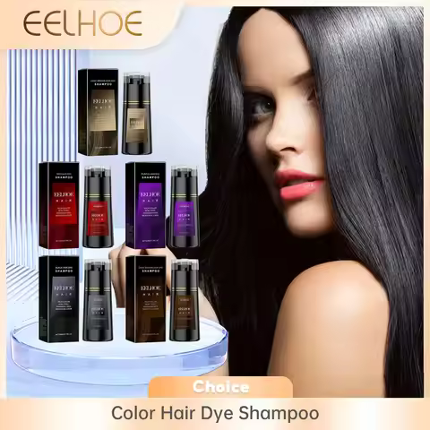 EELHOE Ginseng Extract Shampoo Color Hair Dye Moisturize Dry Hair Strengthening and Growth Black Ses