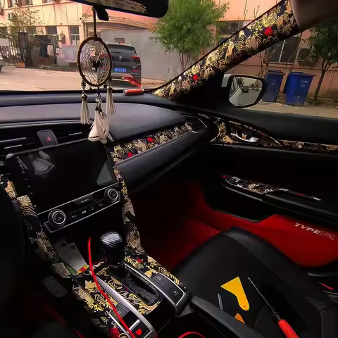 Car Interior Self-adhesive Cloth Adhesive Embroidery Car Stickers Interior Modification Abc Column H