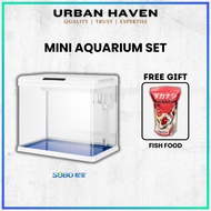 URBAN HAVEN | SOBO MODERN MINI AQUARIUM SET – COMPLETE FISH TANK STARTER KIT WITH LED LIGHTS & FILTR