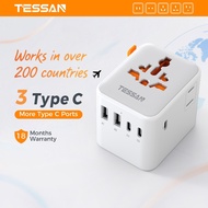 TESSAN Travel Adapter International Plug 3 Type C 2 USB A Ports Universal Worldwire Charger