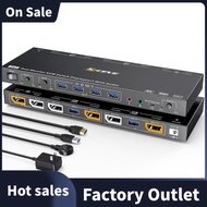 DP KVM Switch DisplayPort Switch 2 PC 2 Monitor 8K @30Hz 4K@144Hz, Dual Monitor for Headset Keyboard