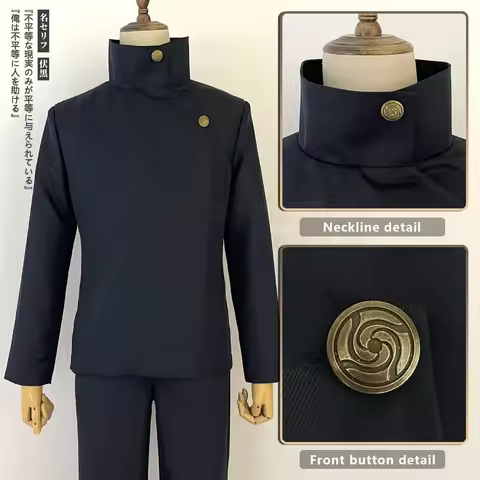 New Jujutsu JJK Manga Anime Fushiguro Megumi Cosplay Costume Wig Dark Blue Jacket Pants Uniform Rose