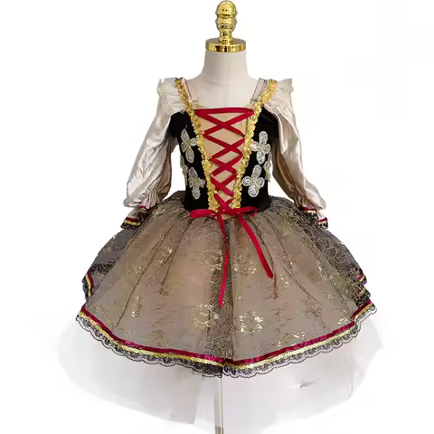 Girls Giselle Professional Ballet Tutu Skirt Sequin Palace Long Ballet Dancing Dress Children Romant