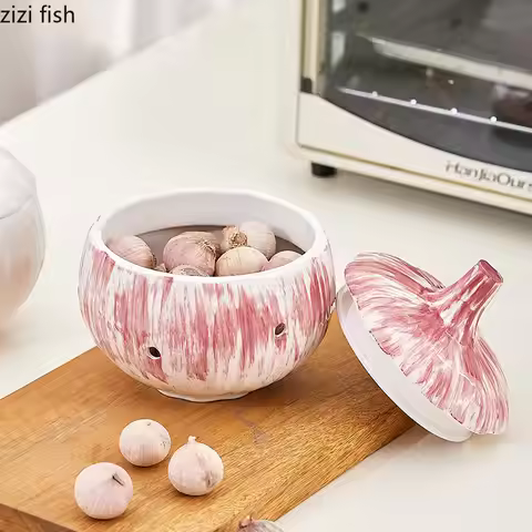 Ceramic Storage Tank Onion Shape Jar Hollow Ceramic Jar Kitchen Container Ginger Garlic Storage Bott