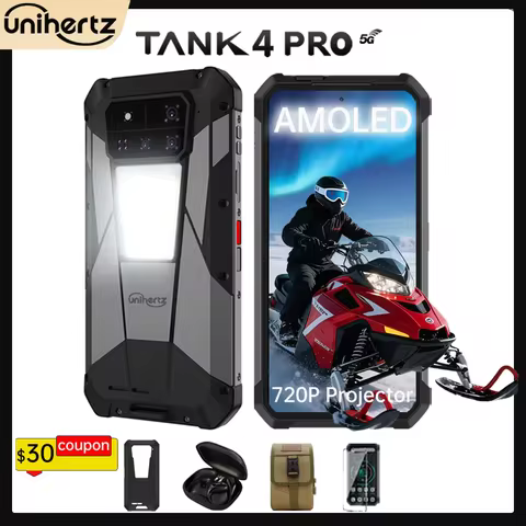 Unihertz Tank 4 pro 8849 Smartphone Android 14 with 720P Projector 5G AI Dimensity 8300 1TB ROM 3K A