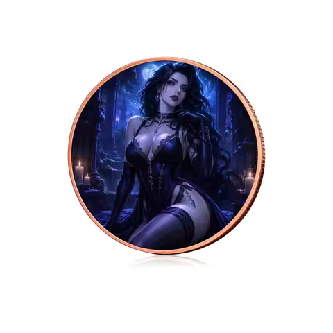Gothic Moon Vampire Lady 1 oz .999 Copper Coin Pure Copper Vampire Beauty Fantasy Collectible Challe