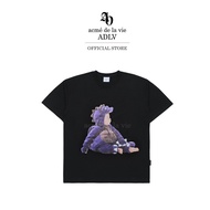 ADLV เสื้อยืด Oversize รุ่น  Baby Face Purple Dinosaur Short Sleeve T-Shirt Black Black (50231OBFSSU_F3BKXX)