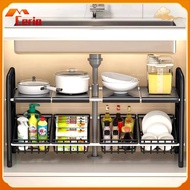 Extendable Stainless Steel Under Sink Rack Kitchen Organizer  Shelf Rak Bawah Sinki Boleh Dipan
