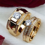 2Pcs Men Women Couple Rings 18K Gold Plated CZ Diamond Lover Ring Jewelry