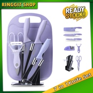 Ringgit Shop  KNIFE SET 7 in 1 ( SET PISAU VIRAL) Kitchen Knife / Alatan Dapur Pisau Gunting set rea