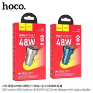 Hoco Z50 Car charger 48W LED Display PD30W+QC3.0 Head 2 USB And Type-C Charging Port